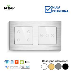 Wise pametni prekidač 4t + dimer, aluminijum - Slika 1