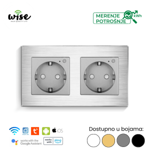Wise pametna utičnica, modularna dupla 16A, sa mernjem potrošnje, aluminijum - Slika 5