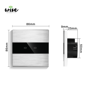 Wise standardni prekidač na dodir 2t, aluminijumski panel - Slika 2