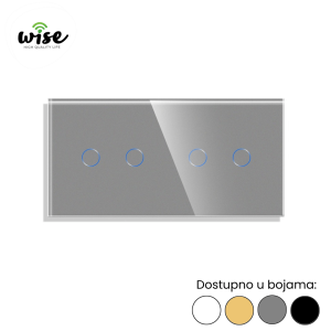 Wise standardni prekidač na dodir, 2t + 2t, staklo - Slika 1