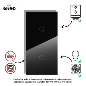 Wise set za kupatilo, 1t + 1t, staklo crna - Slika 2
