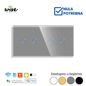 Wise pametni prekidač 2t + 2t, staklo - Slika 2