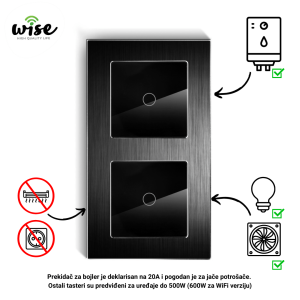 Wise set za kupatilo, 1t + 1t, aluminijum crna - Slika 2