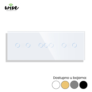 Wise standardni prekidač na dodir, 2t + 3t + 2t, staklo - Slika 2