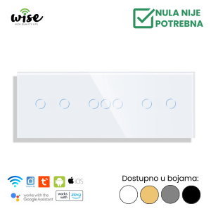 Wise pametni prekidač, 2t + 3t + 2t, „bez nule“ , staklo - Slika 3