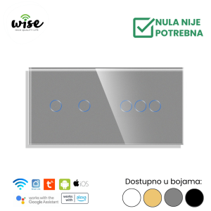 Wise pametni prekidač, 2t + 3t, „bez nule“ , staklo - Slika 3