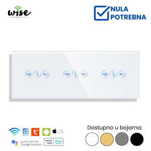 Wise pametni prekidač za tri roletne/zavese staklo - Slika 2