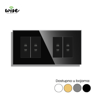 Wise set 4 Euro utičnice – staklo - Slika 3