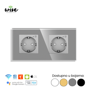 Wise pametna utičnica, modularna dupla 16A – stakleni panel - Slika 1