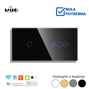 Wise pametni prekidač 1t + dimer, staklo - Slika 2