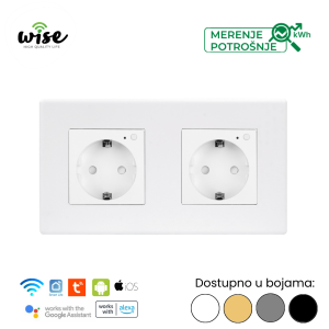 Wise pametna utičnica, modularna dupla 16A, sa mernjem potrošnje, PVC panel - Slika 2