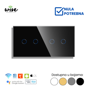 Wise pametni prekidač 2t + 2t, staklo - Slika 1