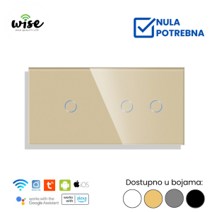 Wise pametni prekidač 1t + 2t, staklo - Slika 2