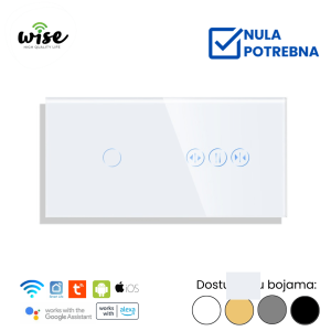Wise pametni prekidač, 1t + roletna/zavesa staklo - Slika 4