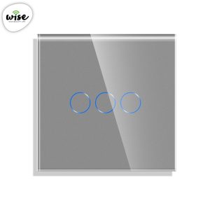 Wise pametni prekidač Wifi + RF, 3 tastera - stakleni panel sivi - Slika 1