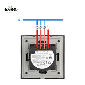 Wise standardni prekidač na dodir 3t, aluminijumski panel - Slika 5